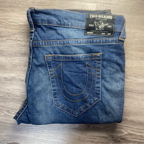 True Religion Men’s Distressed Slim Fit Jeans 40 Blue Denim - Picture 3 of 13